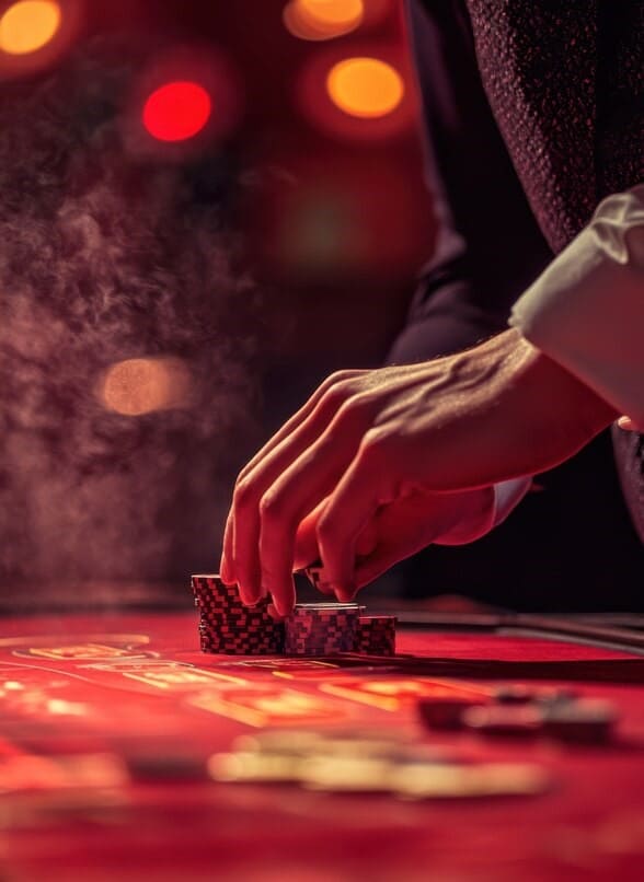 Dealer při vysvětlování pravidel u pokerového stolu